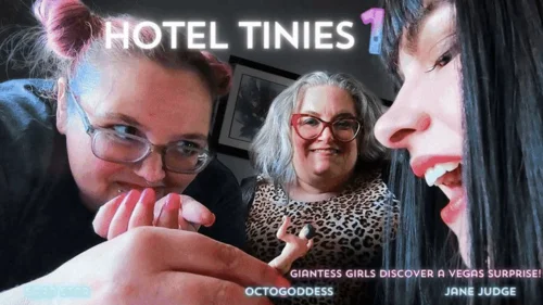 Octogoddess Femdom Step-mommy - Hotel Tinies 1: Unaware Giantess OctoGoddess, Sara Star and Jane Judge find Tiny Men on Vegas Girls Trip ft BBW Squashing, Boot Stomping, Vore POV 1080 Version