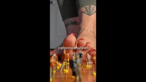 Catprincessfeet - Tiny crowd getting stepped on by giantess milf feet, bts set up included