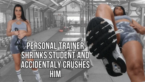 Lalo Cortez And Vanessa - Personal trainer shrinks student and accidentaly crushes him - Lalo Cortez and Vanessa