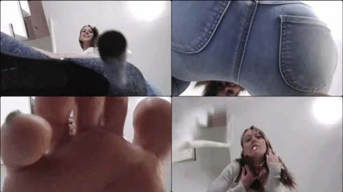 Mistress Nina Morovic - NINA MOROVIC - Poor tiny man - Giantess domination with shoes barefeet and ass, spitting