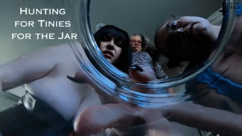 Science Friction - Hunting for Tinies for the Jar - SD - with Miss Devora Moore, Sara Star, and Jane Judge in an unaware giantess, tiny man pov, femdom, size humiliation, High Heels, and Upskirt scene on Science Friction