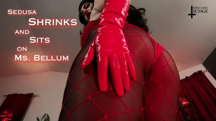 Science Friction - Sedusa Shrinks and Sits on Ms Bellum -WMV - featuring Jane Judge in cosplay as Sedusa, in a Giantess shrinking scene with mean humiliation, magic control, lesbian domination, and POV femdom ass smushing in evil red gloves and nylons on Science Friction