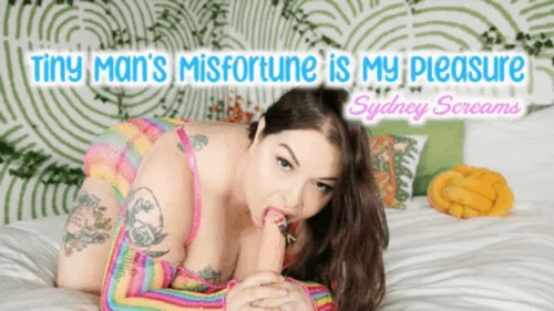 Sydney's Fetish Fantasies - Tiny Man's Misfortune is my Pleasure - A vore scene featuring: dildo sucking, tiny man, pillow humping, no talking, and nudity - 1080 WMV