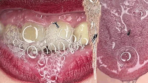 Goddess Gwendolyn - Custom: 7 tiny men in a waterfall of saliva in the mouth of a giantess