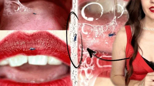 Goddess Gwendolyn - Vintage date of a giantess and a tiny man in a sea of saliva