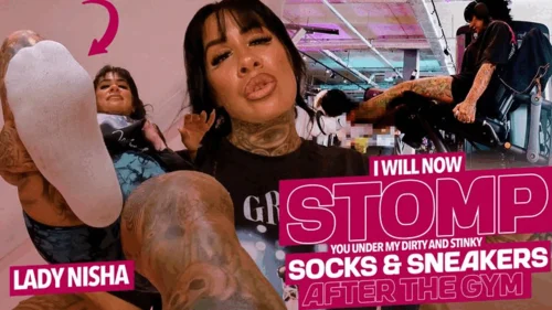 Femdomsquad Video Store - You'll get my gym sneakers and my musty socks right in your face! ( Gaintess and Shrinking Fetish with Lady Nisha ) - 4K UHD MP4