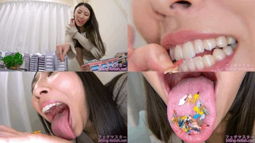 Japanese Asian Biting Mouth Fetish - Tomomi Okanishi - Giantess Cute girl Tomomi's innocent destruction of the city part1 - 1080p