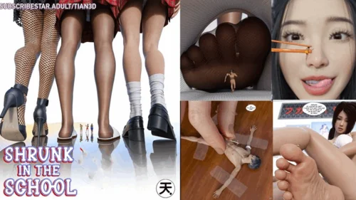Giantess And Tiny - 4 men shrink themselves in the School