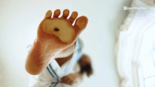 Xgiantess - Giantess Wife crushes tiny husband with barefoot, flats & spits on him