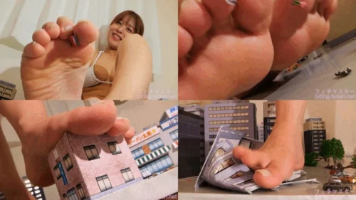 Japanese Asian Biting Mouth Fetish - Ayame Nogi - Giant Swimsuit Idol Destroys the City with Her Bare Feet - 1080p
