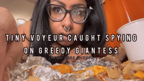 Lilithisfat Giantess Femdom World - Tiny Voyeur Punished for Spying on Greedy Giantess (VORE ENDING)
