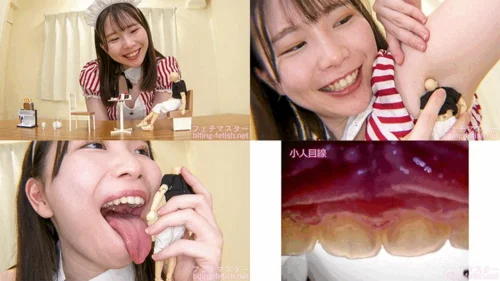 Japanese Asian Biting Mouth Fetish - Kozue Fujita - Transported to a smaller size and a giant waitress will suddenly appear in front of you and attack you - 1080p