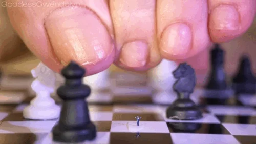 Goddess Gwendolyn - A Tiny guy lost a game to a Chess Giantess