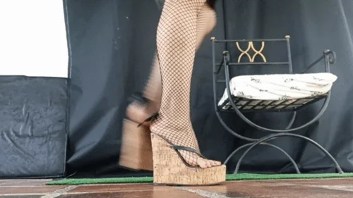 Goddess Foot Fetish - In high heels and fishnet stockings Alicia crushes and dominates this man (2)