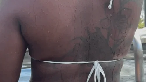 Big Ebony Ass And Pretty Feet - Ebony giantess gets out of pool and her ass is big