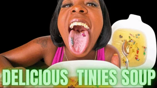 Queen Ava - Tinies Soup - Giantess Vore - This giantess vore scene features mouth fetish, tiny man, shrinking fetish, evil giantess, and femdom pov - 4K MP4