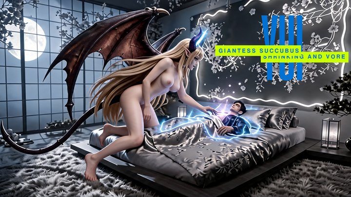 Yui - Giantess Succubus Shrinks Macro Man, Then Swallows Him Whole - Shrinking Fetish, Vore, Hands Free Orgasm, 2D, 3D Animation